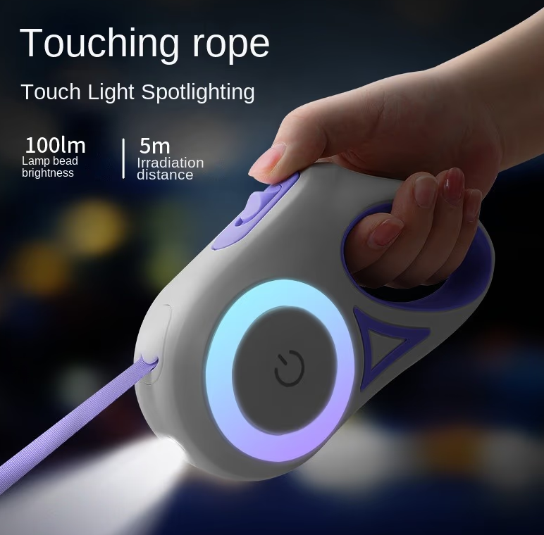 Guinzaglio automatico retrattile a LED per cani con luce notturna